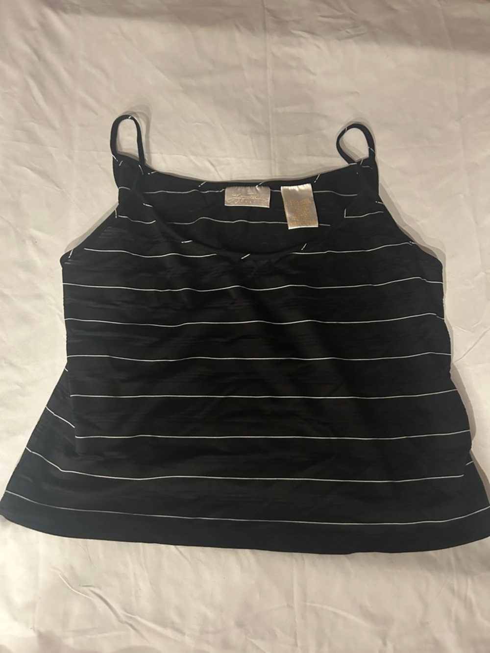 Striped Black Spaghetti-Strap Camisole